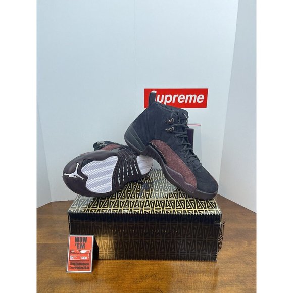 8.5W/7M Jordan 12 SP x A Ma Maniere “Black" DV6989-001 Black Maroon Basketball - Picture 2 of 13